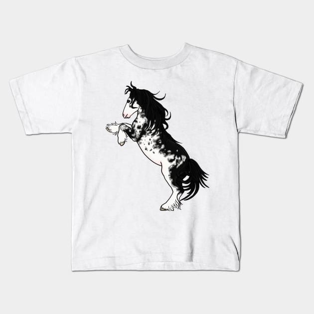 Black Sabino Rearing Gypsy Vanner Kids T-Shirt by Ory Photography Designs